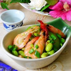 辣味丝瓜毛豆炒海虾的做法
