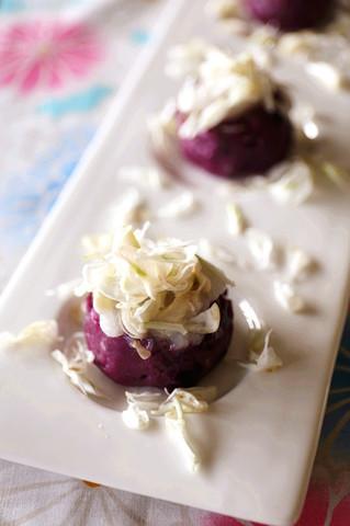 槐花紫薯蒸糕的做法