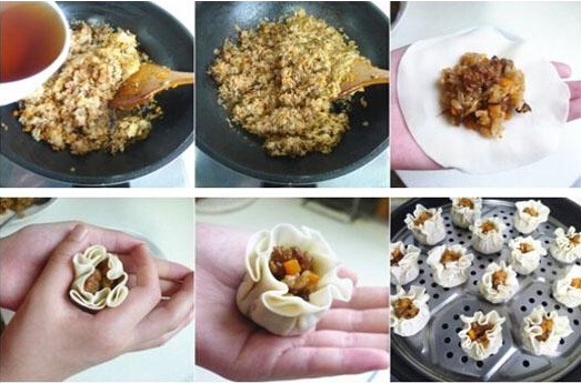 香菇糯米烧麦的具体做法