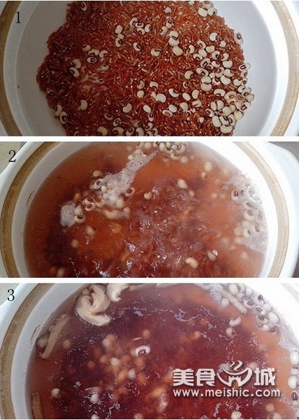 红米眉豆冬菜粥步骤5-7