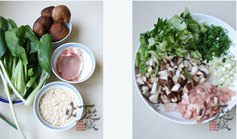 肉丝青菜燕麦粥步骤1-2