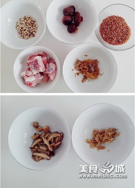 红米眉豆冬菜粥步骤1