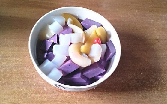 杏仁紫薯豆腐的8步做法