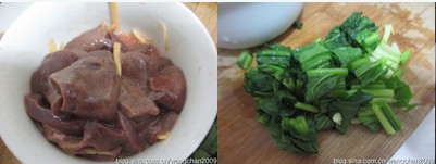 菠菜猪肝粥步骤1