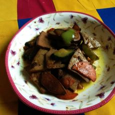 猪肝烩尖椒的做法