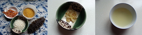 海参雪莲子煨黄米粥原料