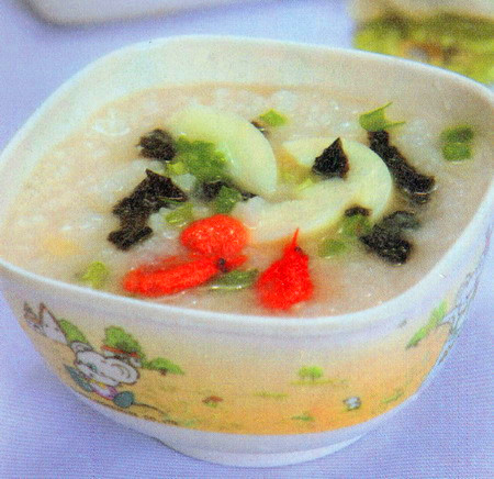 紫菜咸蛋虾米粥
