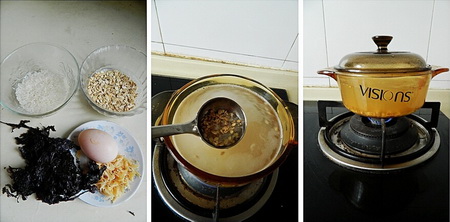 紫菜虾皮燕麦粥做法步骤1-3