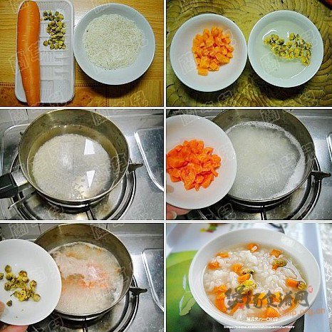菊花胡萝卜粥的做法