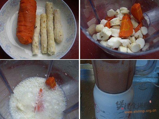 胡萝卜牛奶麦胚粥的做法