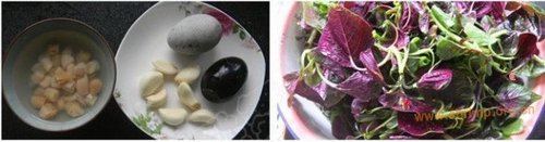 干贝皮蛋苋菜煲的做法