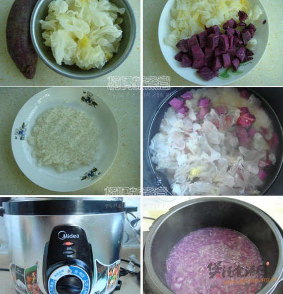 紫薯银耳粥的做法