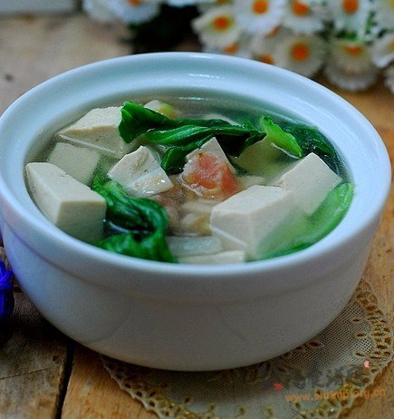 青菜瑶柱豆腐汤的做法