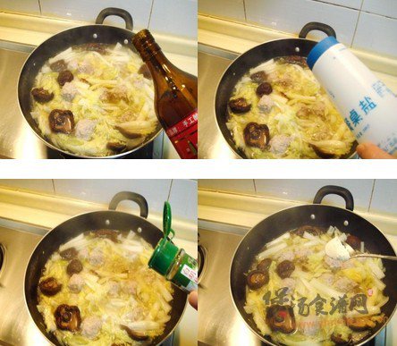 香菇白菜汆丸子的做法