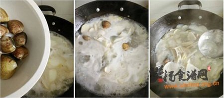 刀劈蛤芋头汤的做法