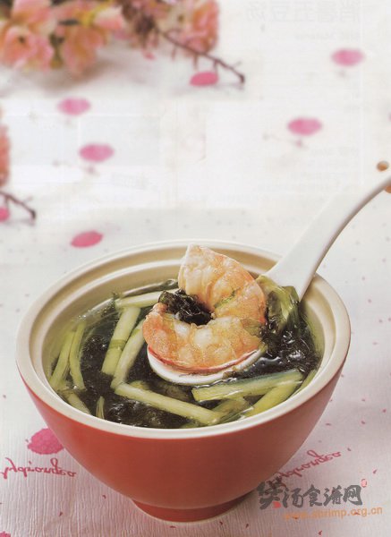 鲜虾仁紫菜滚瘦肉汤的做法