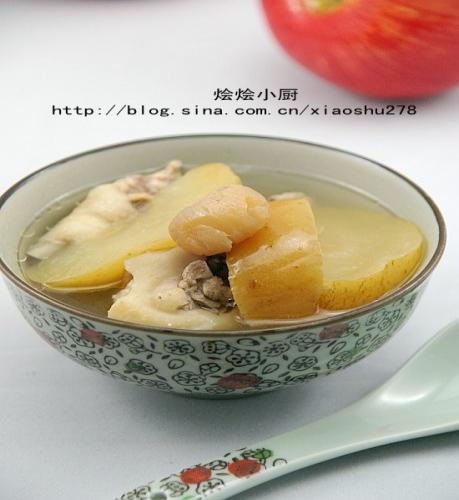 苹果川贝鸡汤的做法