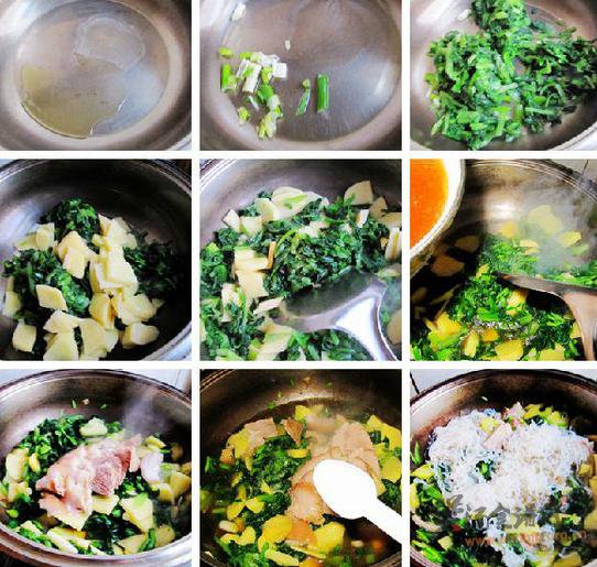 小白菜炖魔芋土豆的做法