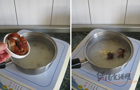 皮蛋烧鸭粥的做法
