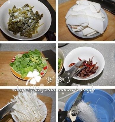 水煮酸菜杏鲍菇粉丝煲的做法