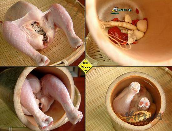 竹筒炖叁鸡的做法