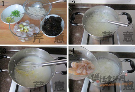 木耳鲜虾粥的做法
