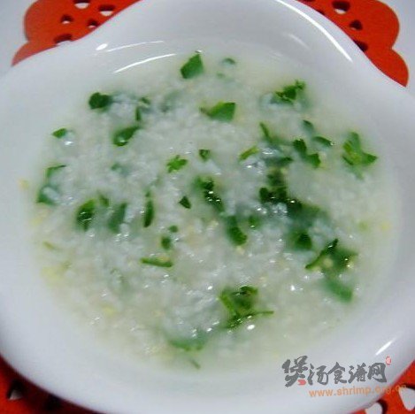 双米荠菜粥的做法