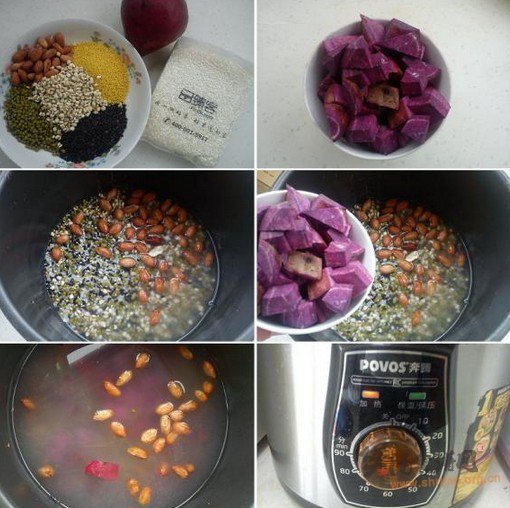 紫薯杂粮粥的做法