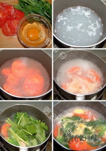 西红柿菠菜蛋花汤的做法