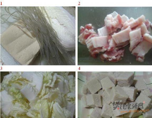 白菜冻豆腐炖粉条的做法