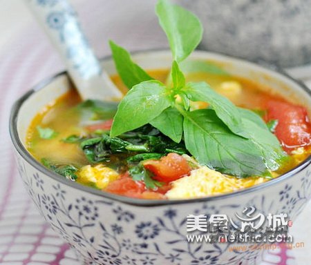西红柿荆芥蛋汤的做法