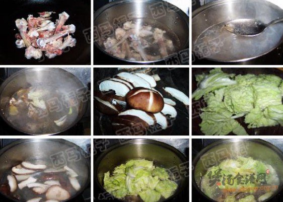 香菇白菜鸡骨汤的做法