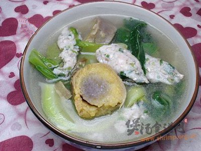 芥菜番薯鲮鱼丸汤的做法