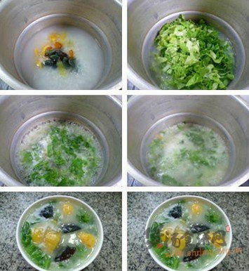 生菜双皮蛋大米粥的做法