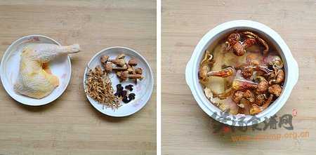 虫草花姬松茸炖鸡汤的做法