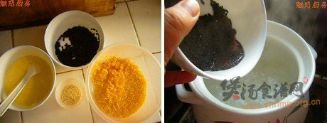 黑米玉米碴粥的做法