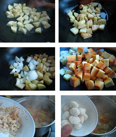 鱼丸南瓜炖土豆的做法