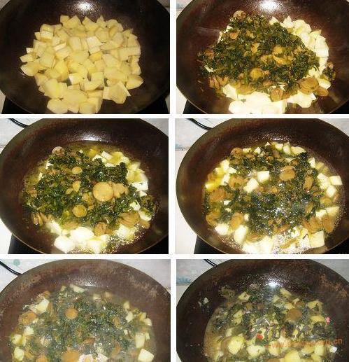 咸芥菜缨炖土豆的做法