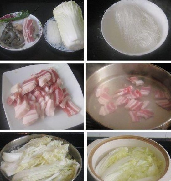 咸肉鲜虾白菜煲的做法