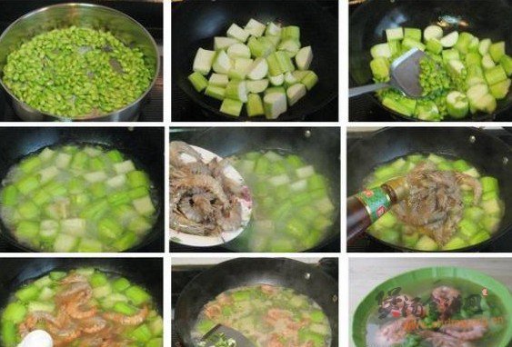 基尾虾丝瓜毛豆汤的做法