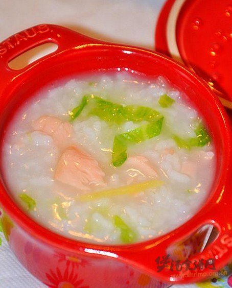 三文鱼生菜粥的做法