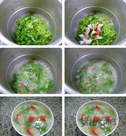 蟹肉棒生菜大米粥的做法