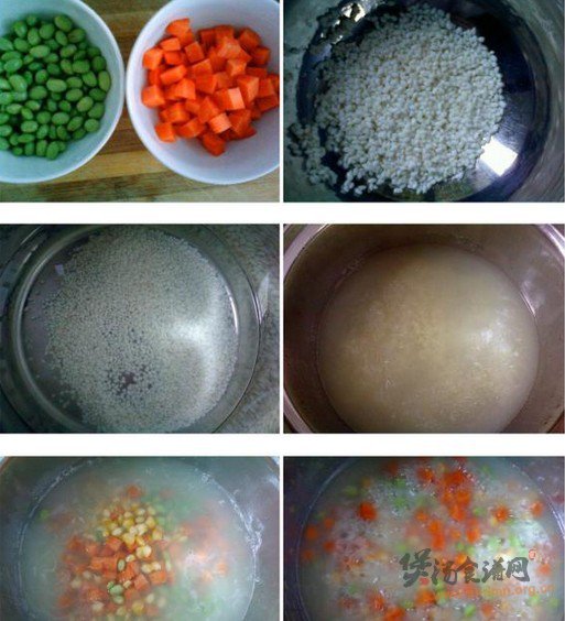 玉米胡萝卜青豆粥的做法