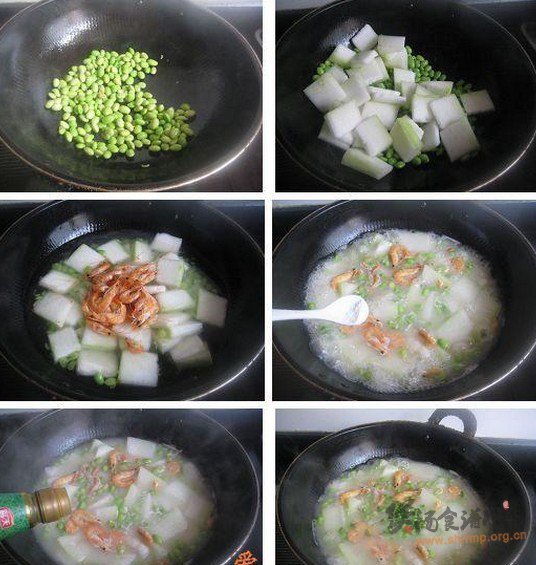 冬瓜毛豆虾干汤的做法