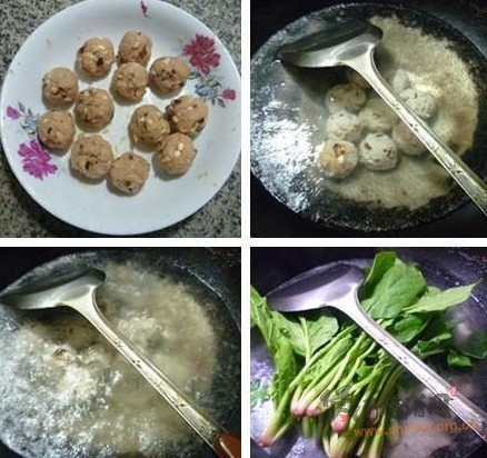 香菇鸡肉丸菠菜汤的做法