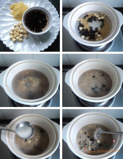 小米黑豆莲子粥的做法