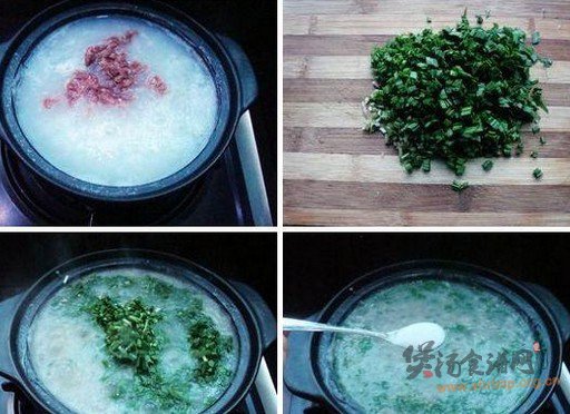 韭菜瘦肉粥的做法