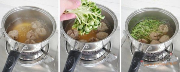豆苗牛丸汤的做法