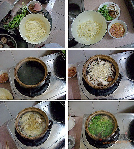 双菇肉片汤的做法