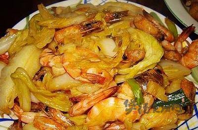 大白菜炖虾的做法